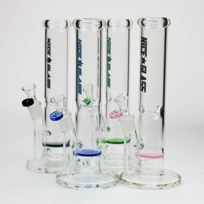 Nice Glass 12 inch Straight Tube Honeycomb Perc Bong 