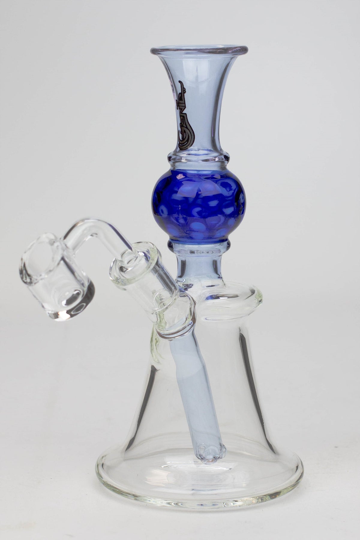 7" Genie Hand Bell Fixed Stem Dab Rig blue colour