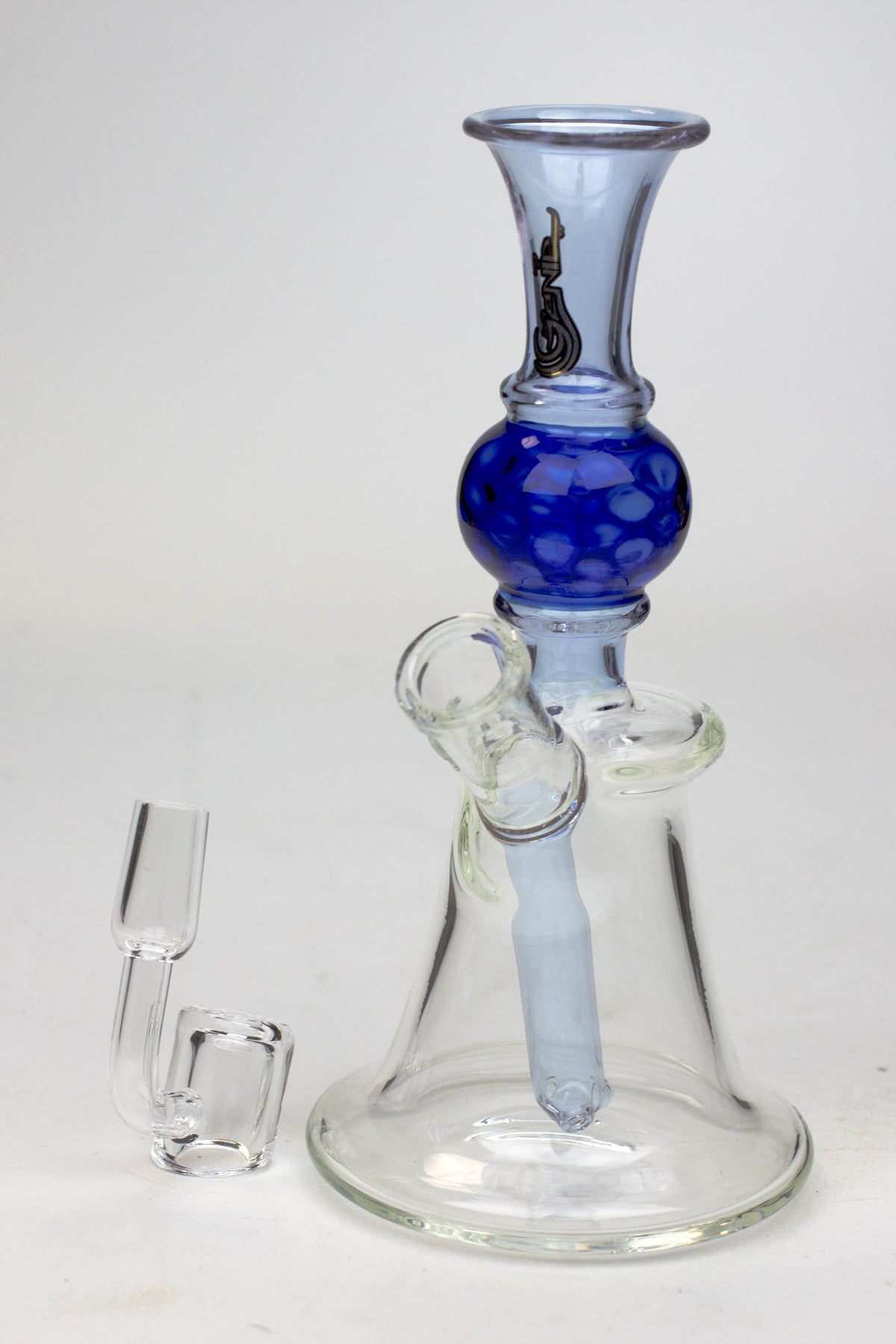 7" Genie Hand Bell Fixed Stem Dab Rig blue canada