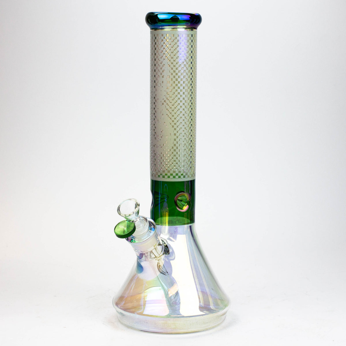 13" Genie Electroplated Green Glass Beaker Bong