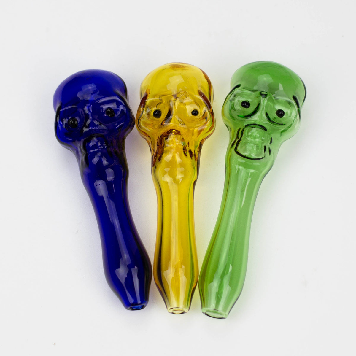 Three Glass Skull Pipes