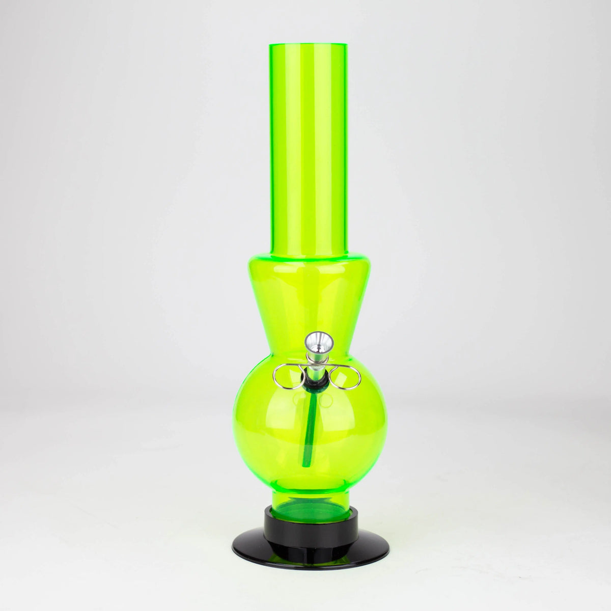 Front View of a Cheap Green Acrylic Bong in 12 inches