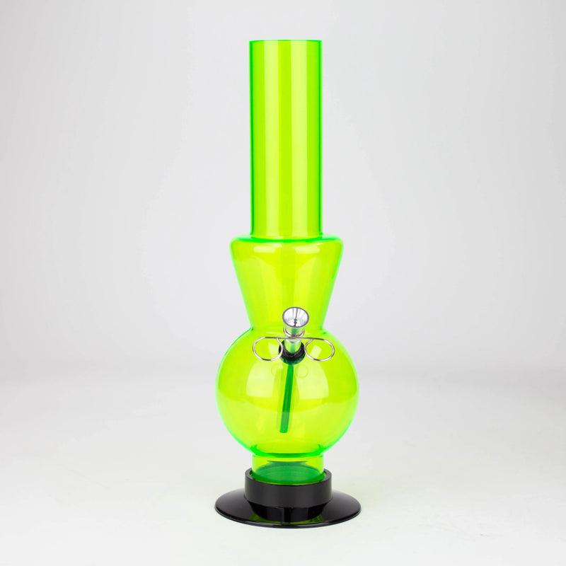 Front View of a Cheap Green Acrylic Bong in 12 inches