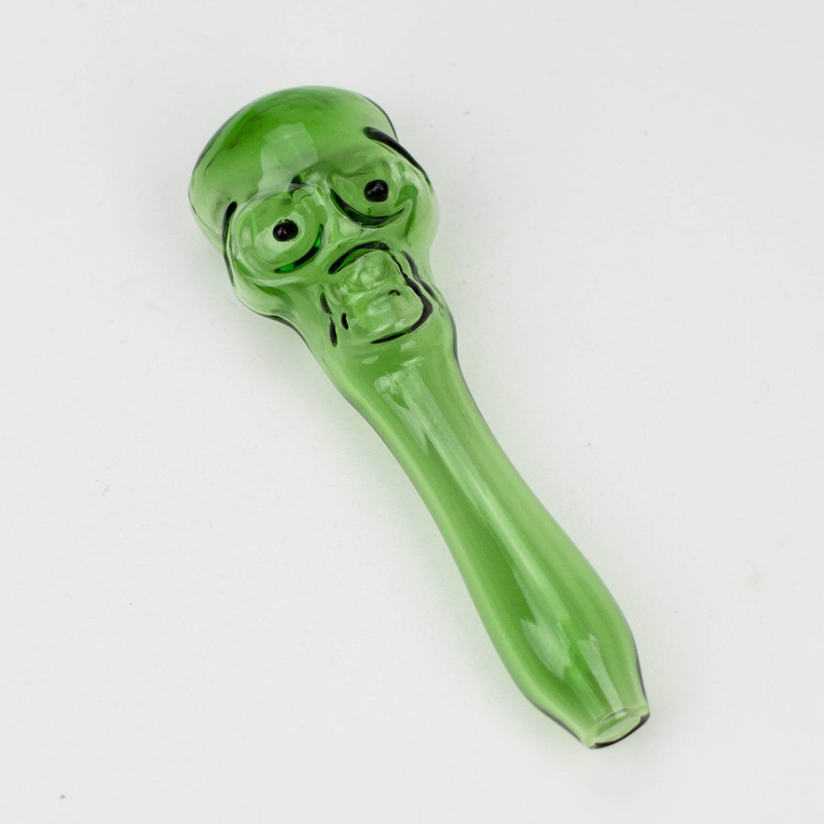 4 Inch Green Glass Skull Pipe