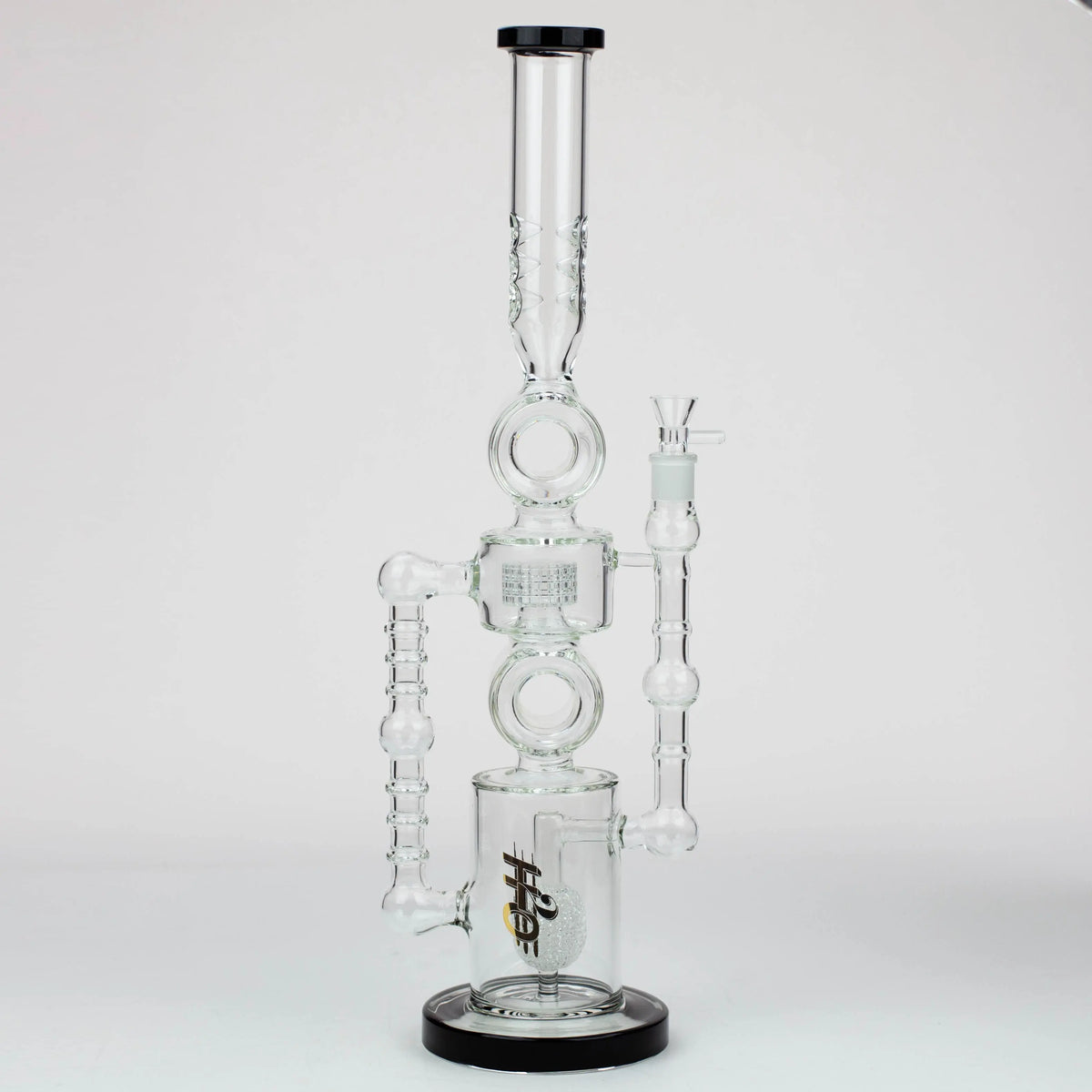 H2O 21-Inch Double Ring Recycler Bong with mesh and drum diffuser