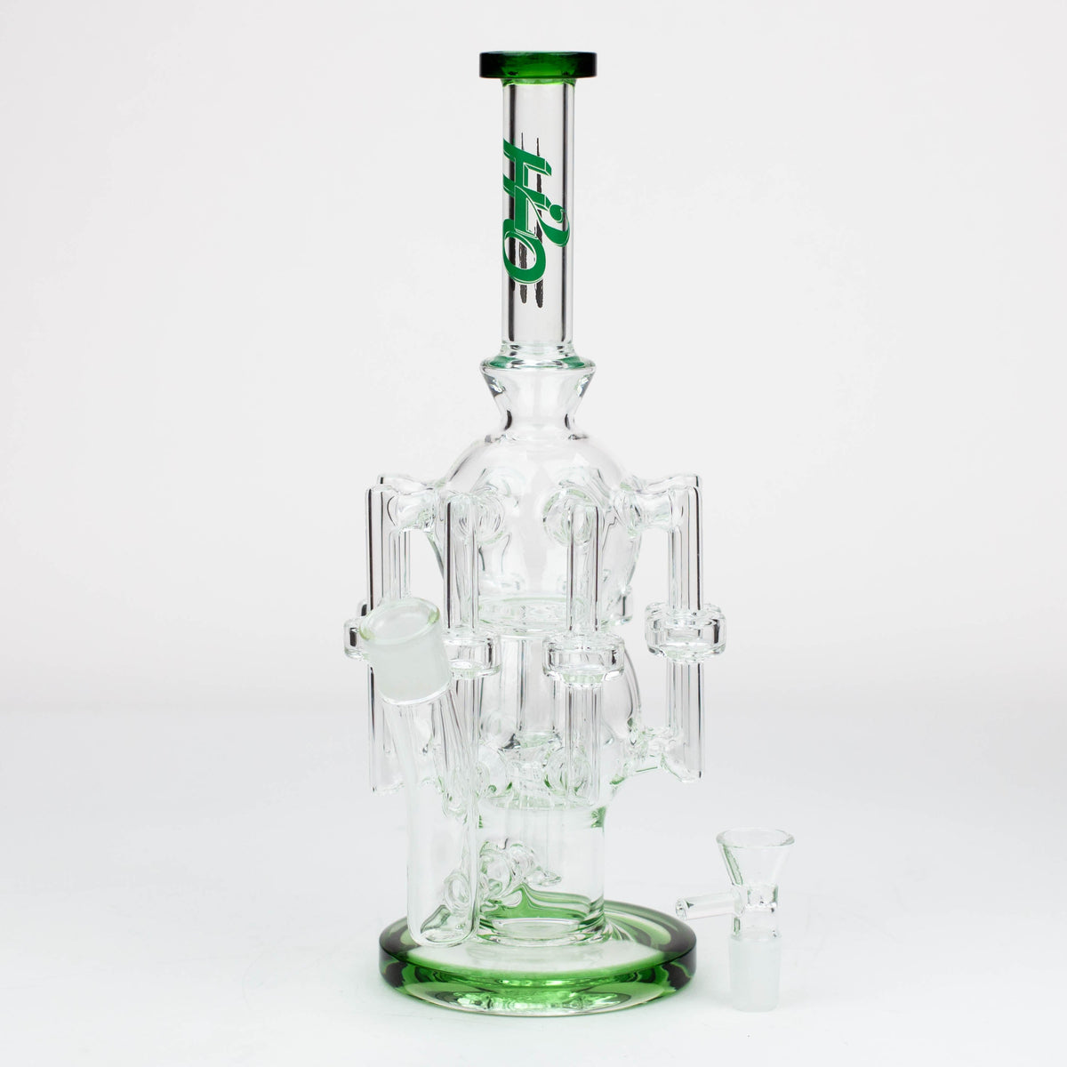 H2O Green Recycler Bong with 8 returning chambers