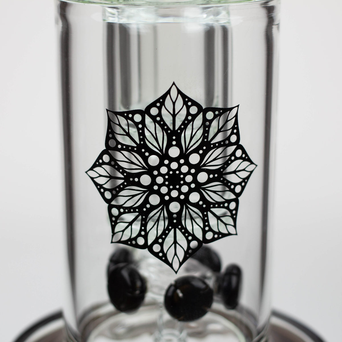 Intricate Leaf Design on the glass body of the H2O 17 inch Double Layer Honeycomb Bong