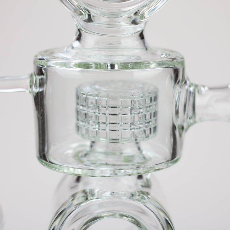 Mesh and Drum Diffuser in the H2O 21-Inch Double Ring Recycler Bong