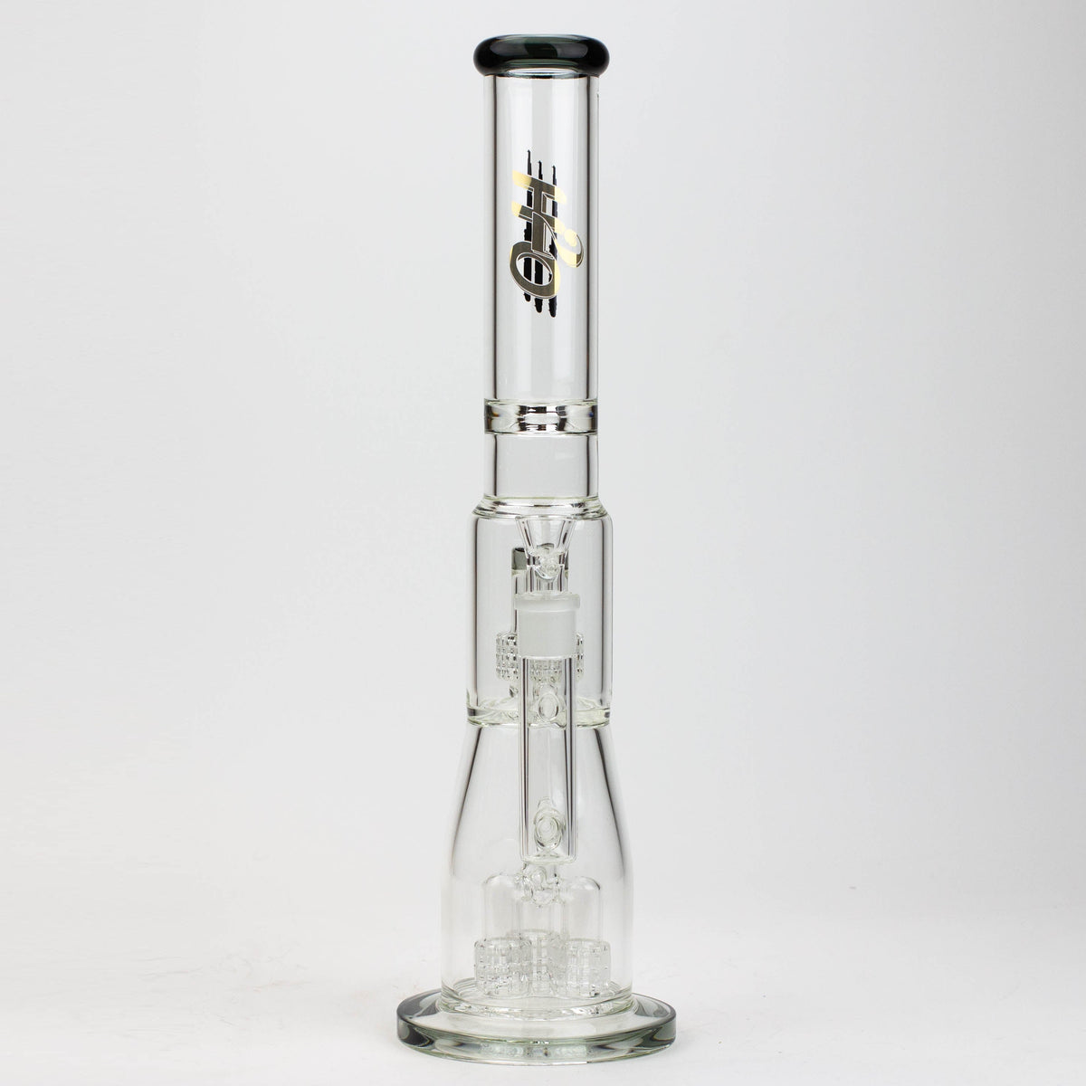 Front View of the H2O 17 inch showerhead perc bong in Black