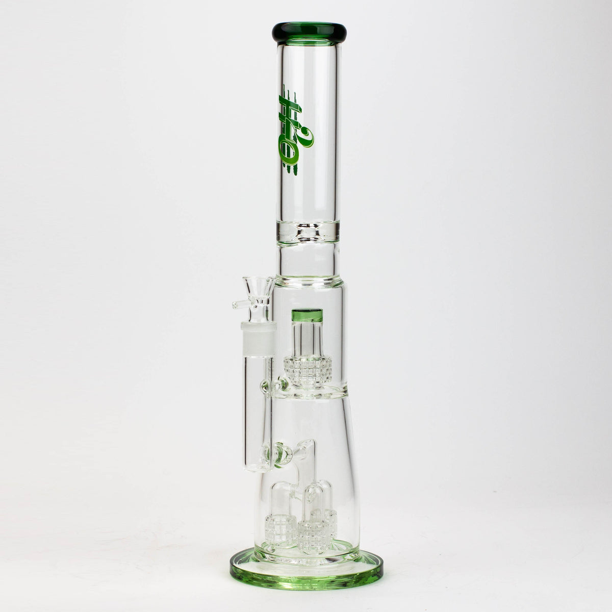 H2O 17 inch Green showerhead perc bong