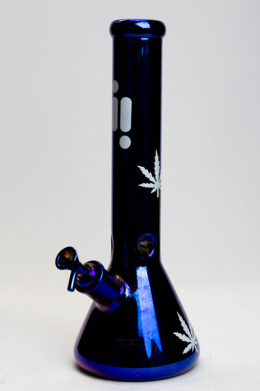 Infyniti | 14-inch Leaf Metallic Blue Beaker Bong