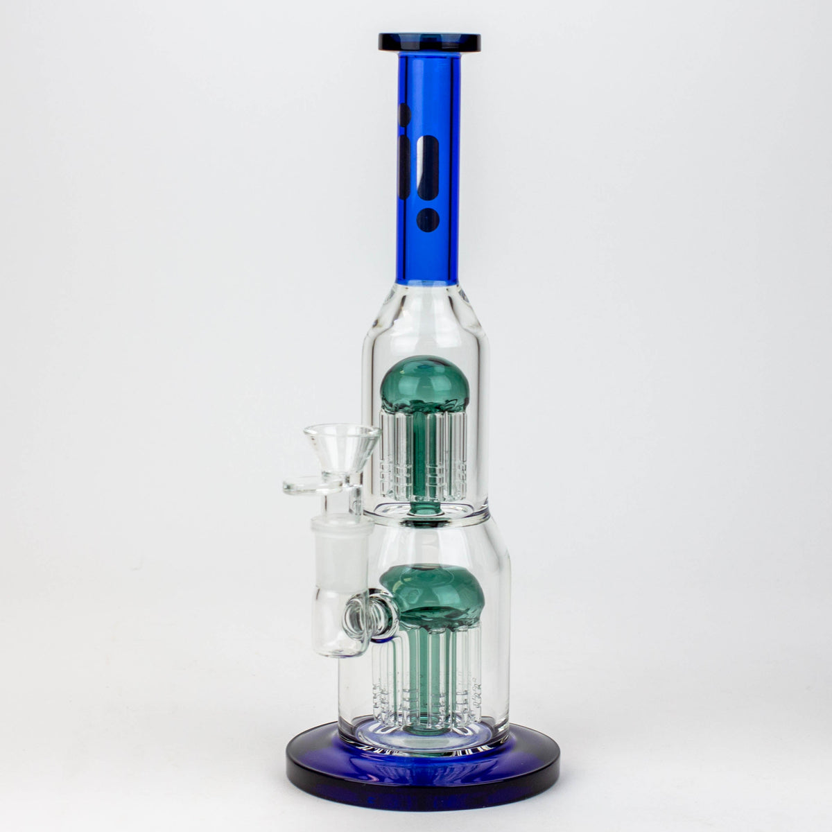 11 inch Blue Double Perc Glass Bubbler Bong from Infyniti