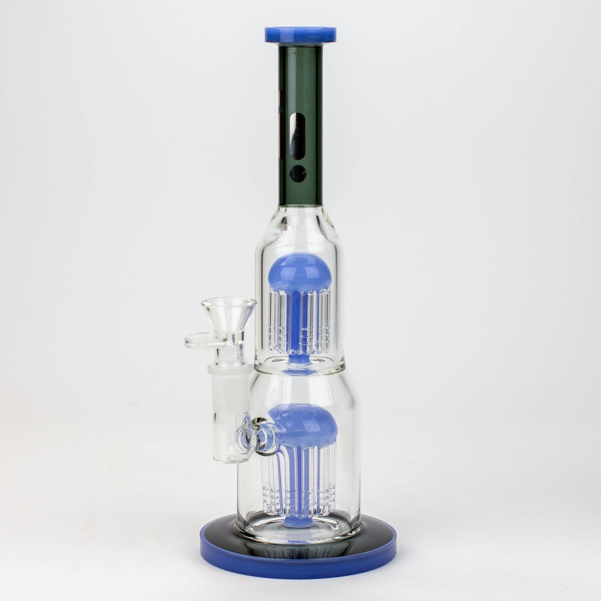 11 inch Green Double Perc Glass Bubbler Bong from Infyniti