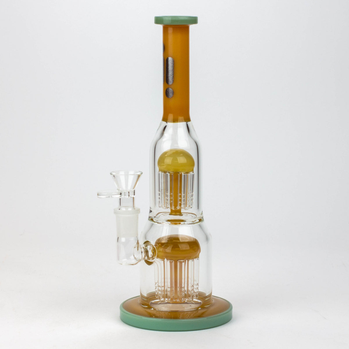 11 inch Orange Double Perc Glass Bubbler Bong from Infyniti