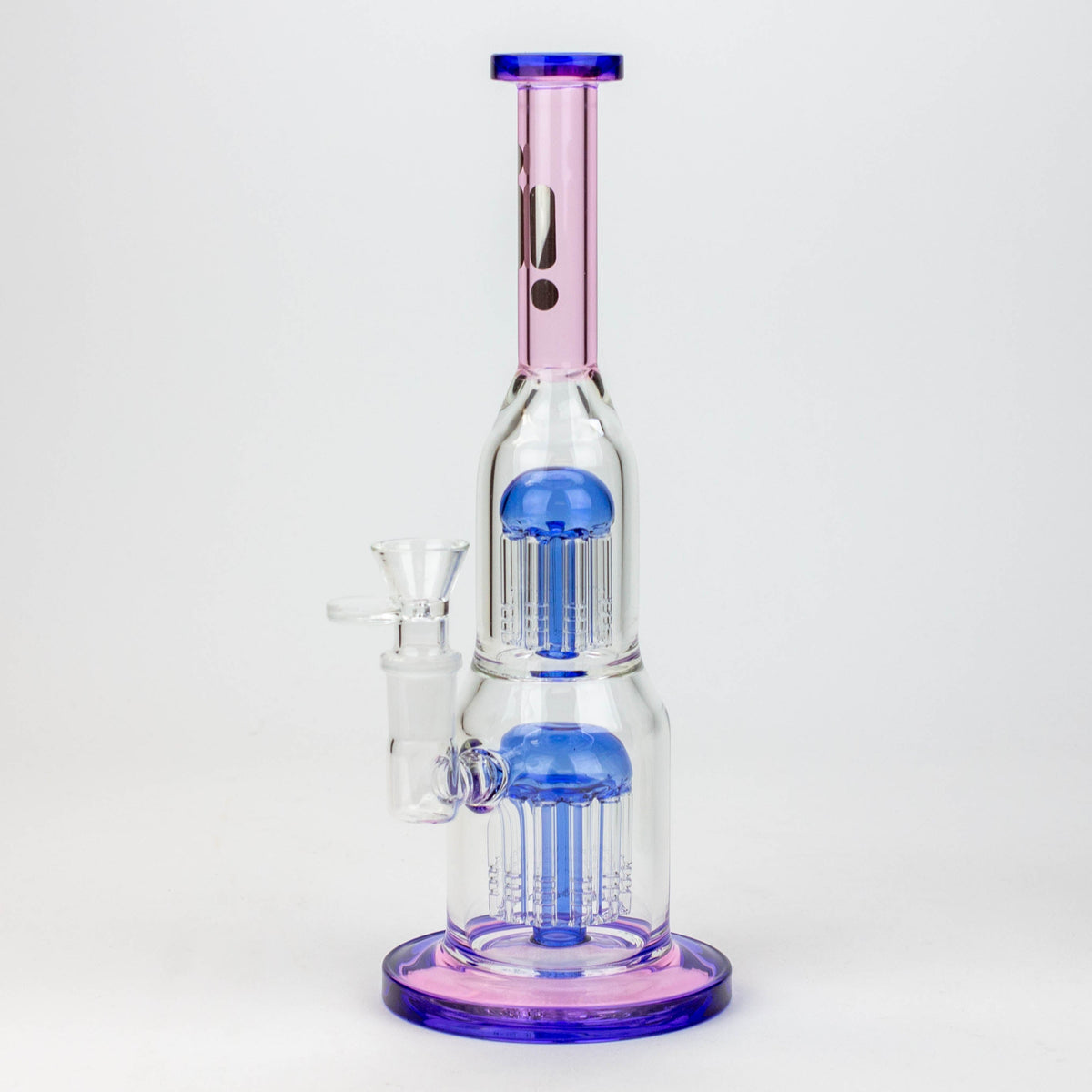 11 inch Pink Double Perc Glass Bubbler Bong from Infyniti