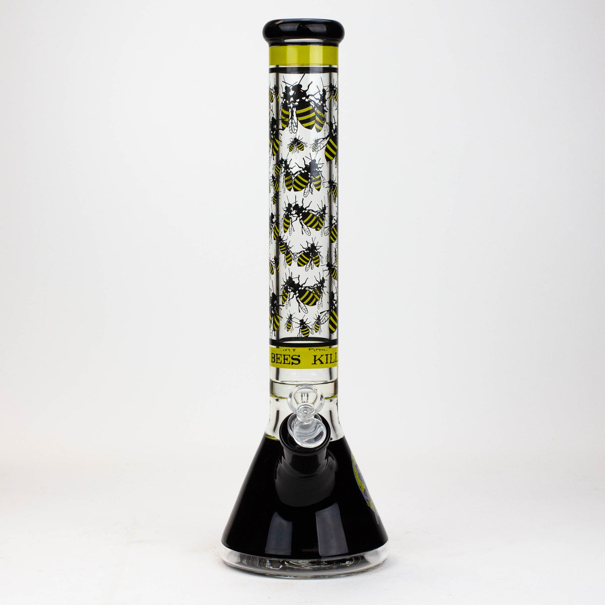 Front View of the 15.5 Inch Killa Bees Pyramid Beaker Bong by Infyniti