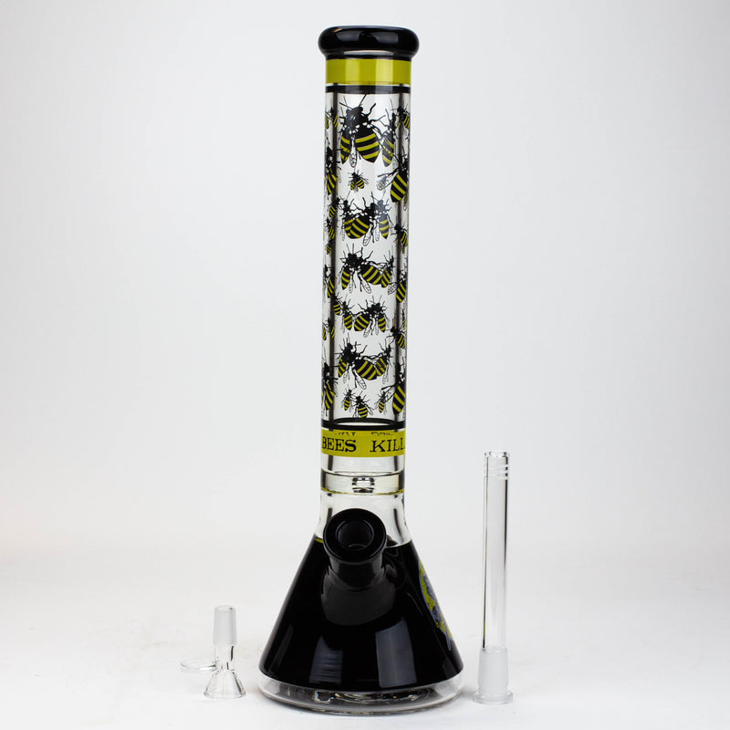 15.5 Inch Killa Bees Pyramid Beaker Bong by Infyniti with bowl piece and downstem