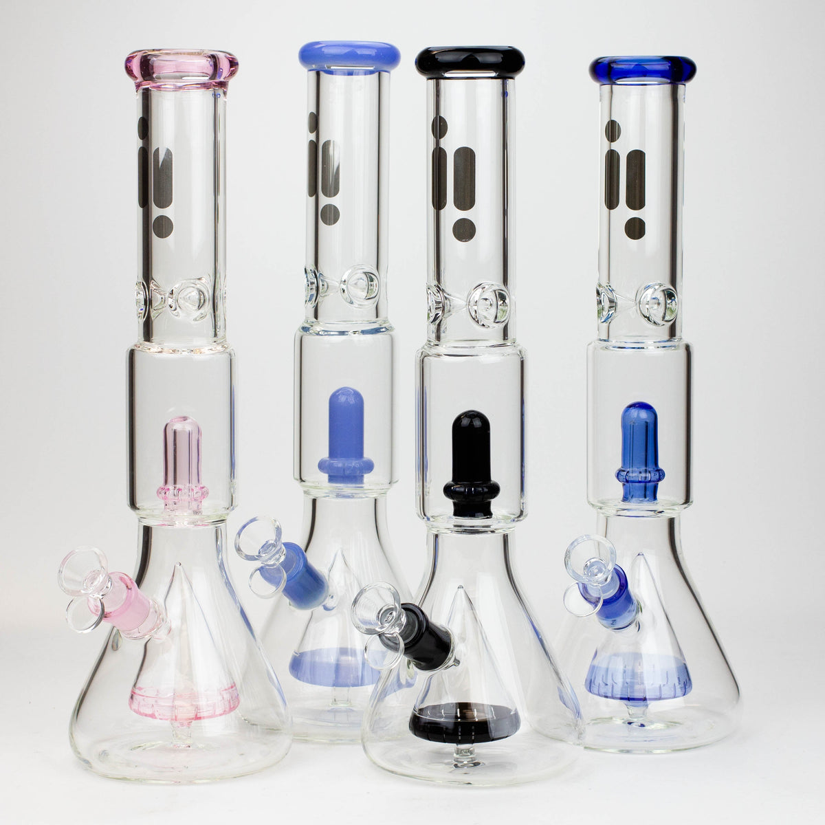 Four 16 Inch Showerhead Perc Bongs With Cone Diffuser from Infyniti