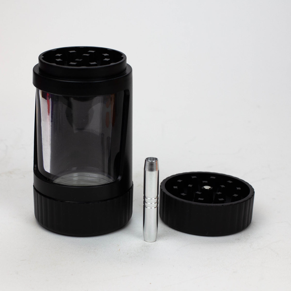 LED Black Stash Jar With Grinder And One Hitter