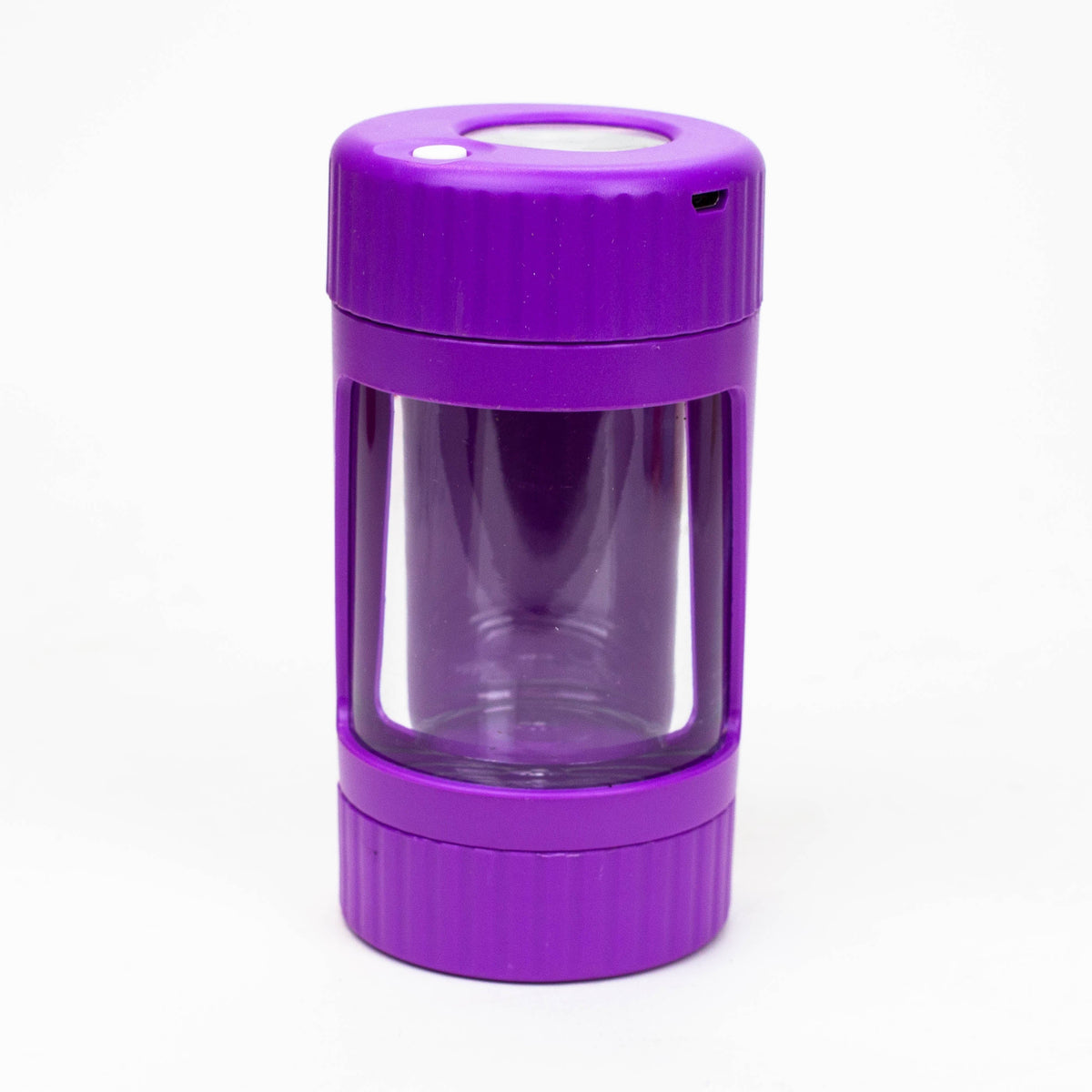 LED Stash Jar With Grinder And One Hitter in Purple