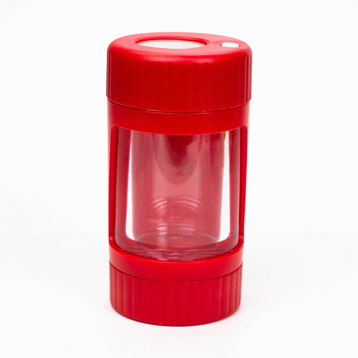 LED Stash Jar With Grinder And One Hitter in Red