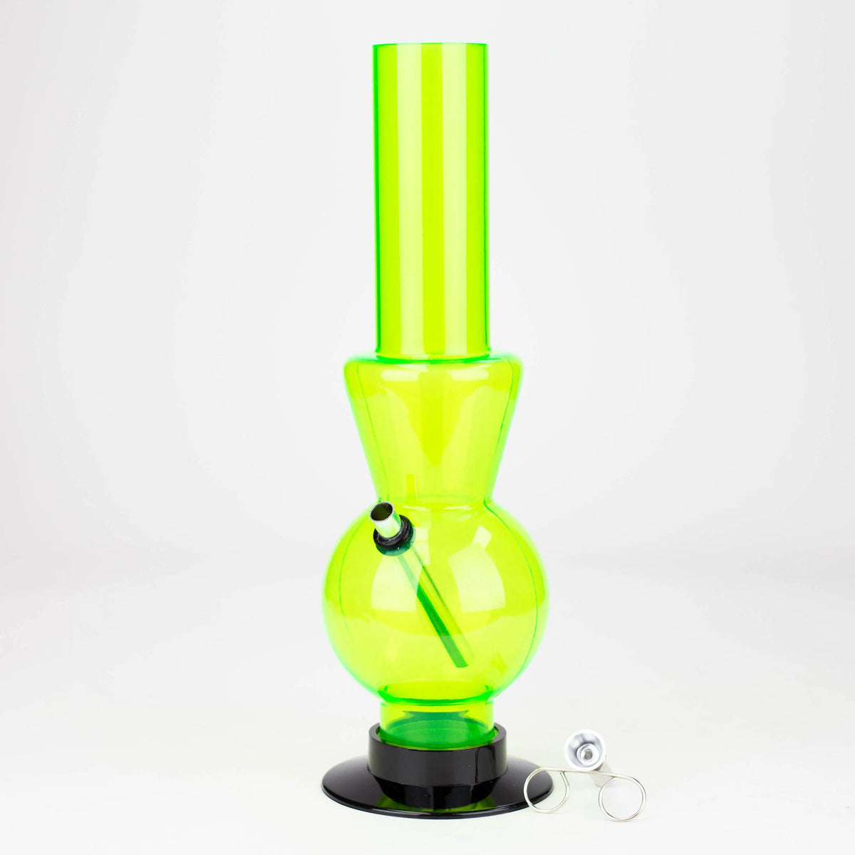 12" Green Acrylic Water Bong with metal bowl piece