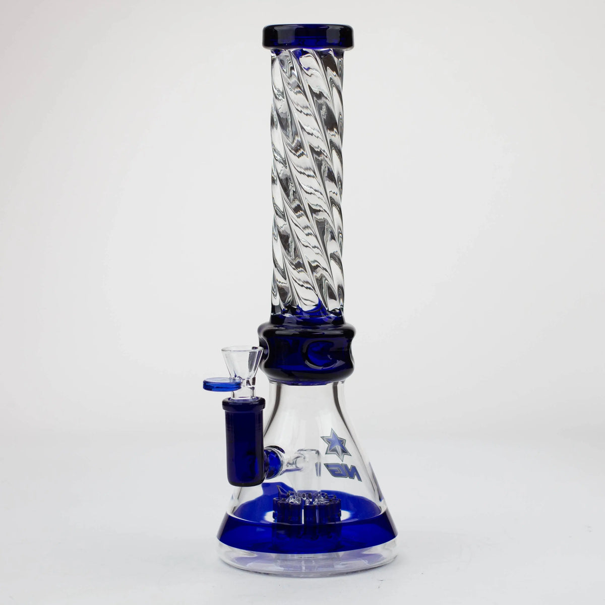 14 Inch Blue Spiral Beaker Bong with 12 arm perc from Nice Glass