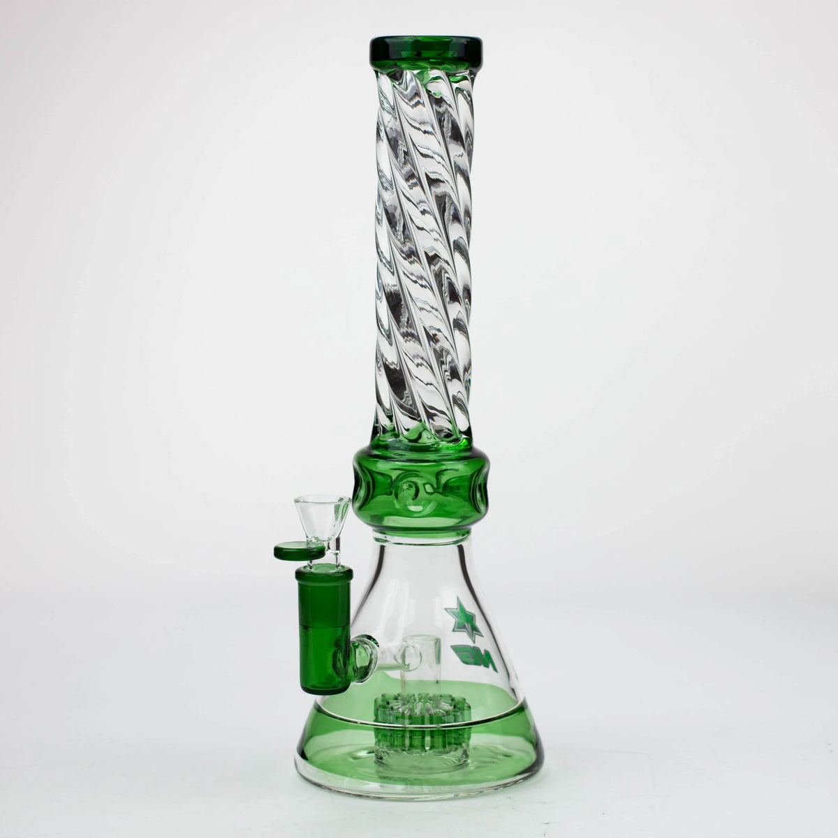 14 Inch Green Spiral Beaker Bong with 12 arm perc from Nice Glass