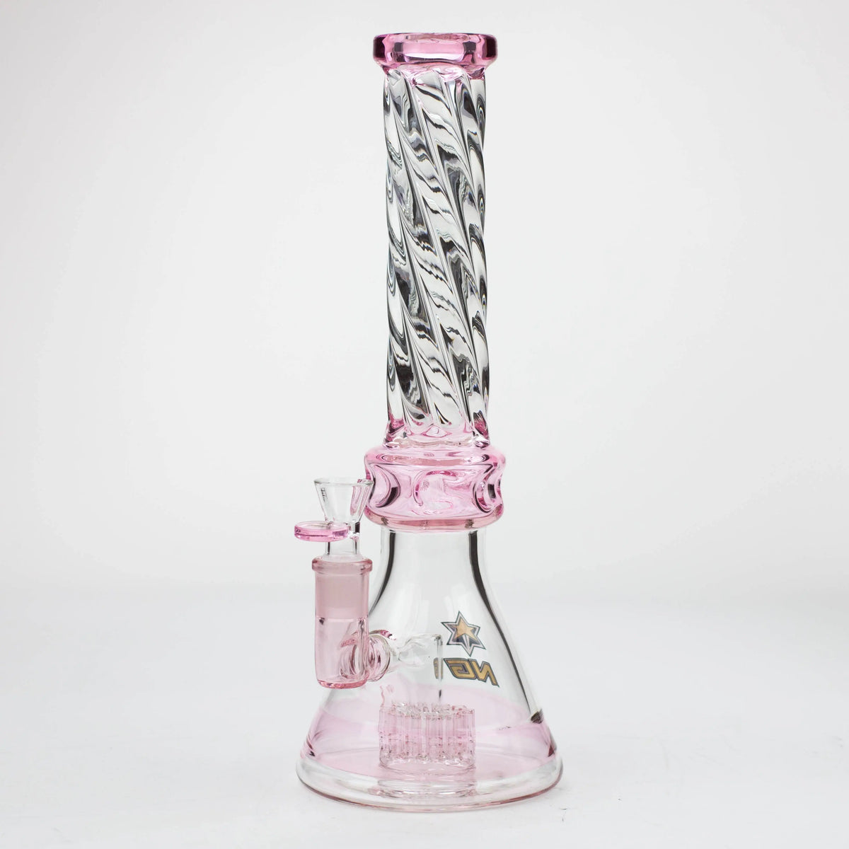 14 Inch Pink Spiral Beaker Bong with 12 arm perc from Nice Glass