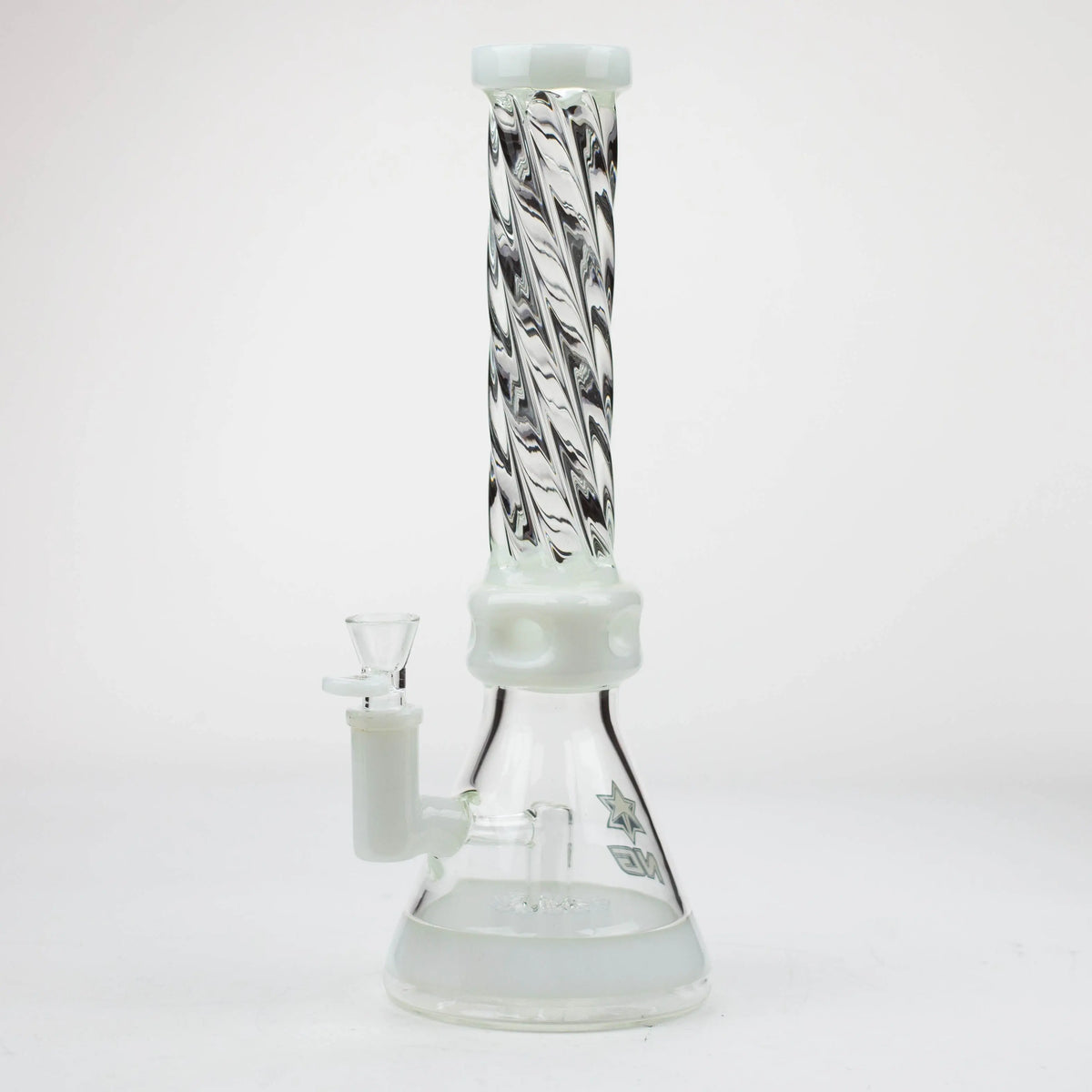 14 Inch White Spiral Beaker Bong with 12 arm perc from Nice Glass