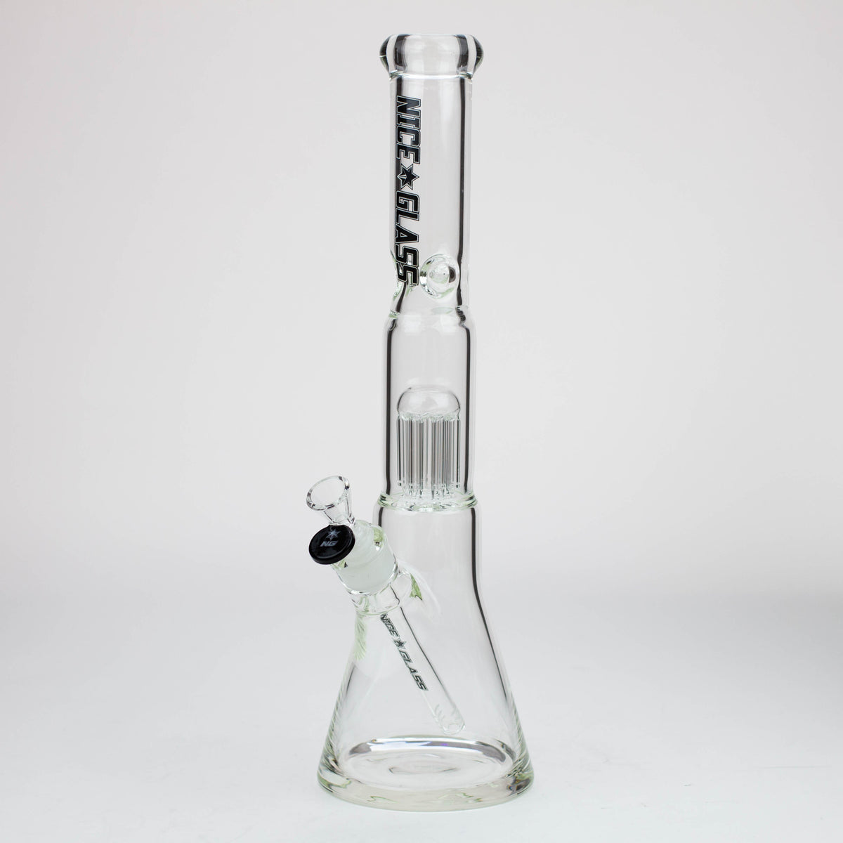 Nice Glass 8-Arm Tree Perc Beaker Bong in Black