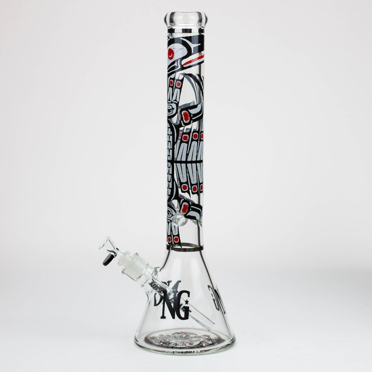 Side View of the Nice Glass 18 Inch Aboriginal Totem Beaker Bong 