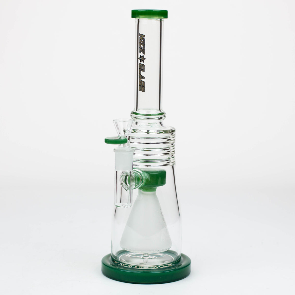 Nice Glass Frosted Cone Perc Bong in Green