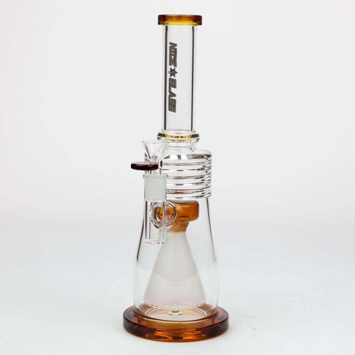 Nice Glass Frosted Cone Perc Bong in Yellow