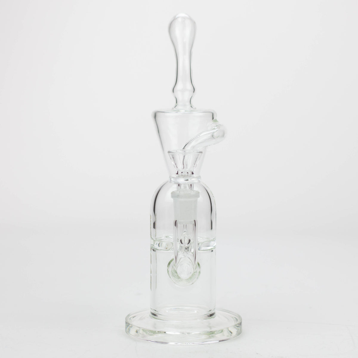 Front View of the Nice Glass 10 inch Recycler Bong with Cyclone Disc Percolator