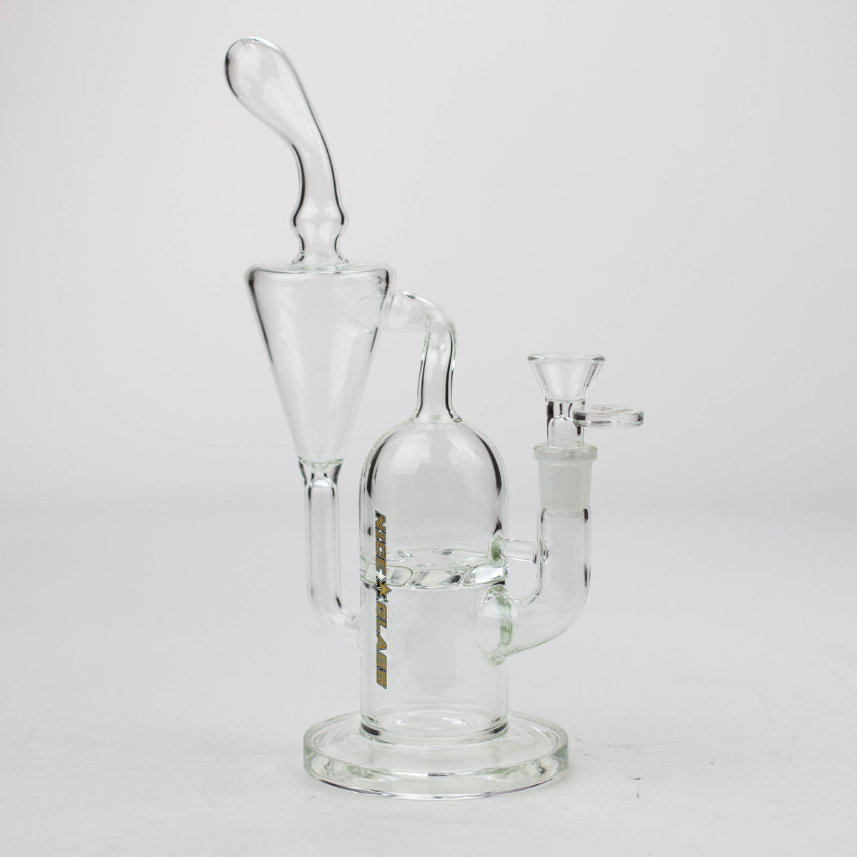 Nice Glass 10 inch Cyclone Disc Perc Recycler Bong