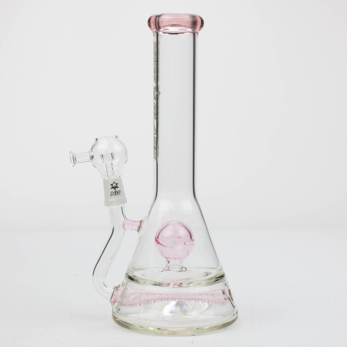 Side View of the Nice Glass Pink Dual Perc Dab Rig