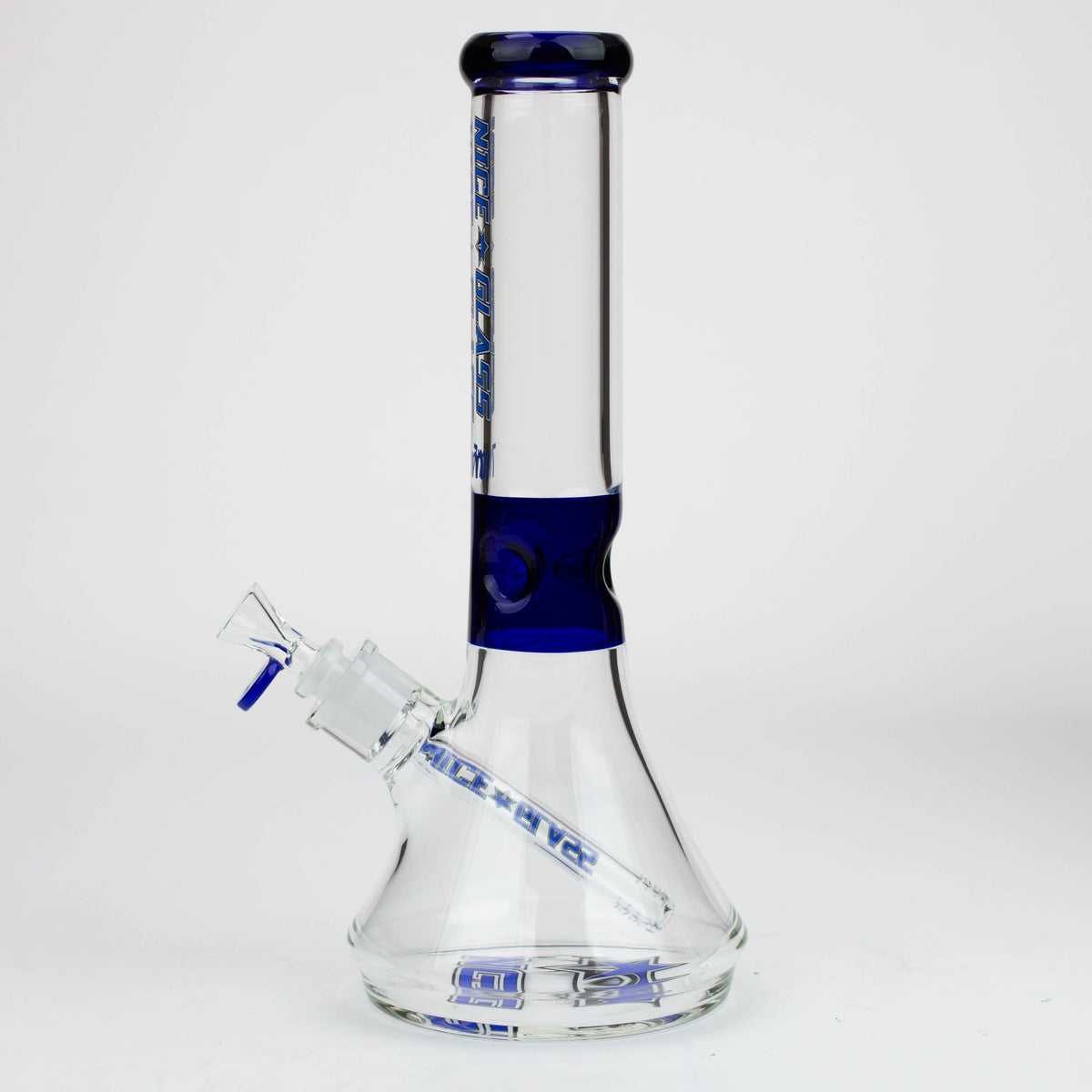 Side View of the 13 Inch Flat Base Blue Beaker Bong from Nice Glass