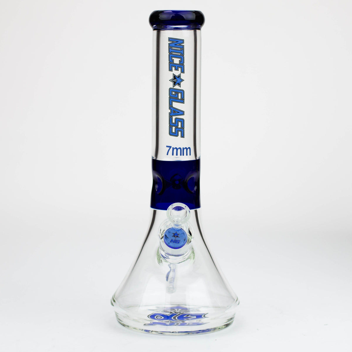 Front View of the 13 Inch Flat Base Beaker Bong in 7mm from Nice Glass