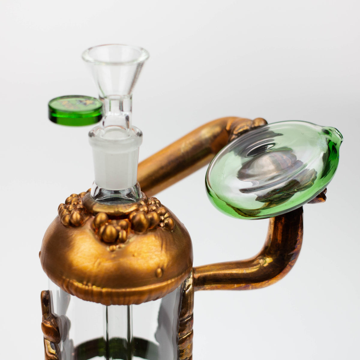 Top View of the Nice Glass 9 inch Copper plated Gas Mask Perc Bubbler Bong 