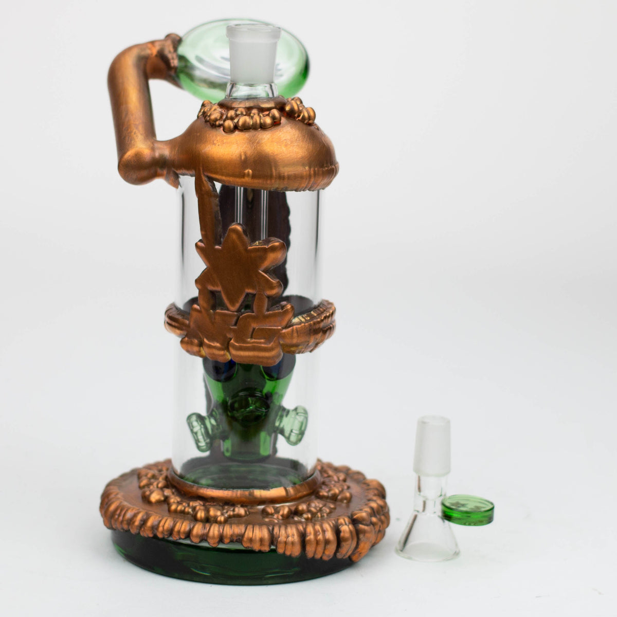 Nice Glass 9 inch Copper plated Gas Mask Perc Bubbler Bong with Bowl Piece