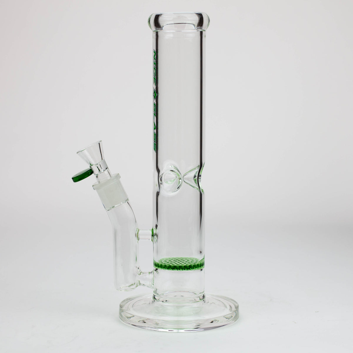 Side View of the Nice Glass 12 inch Honeycomb Perc Bong 