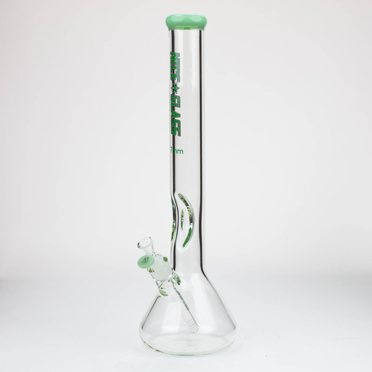 Nice Glass 18 inch Flat Mouth Green Elbow Ice Bong 