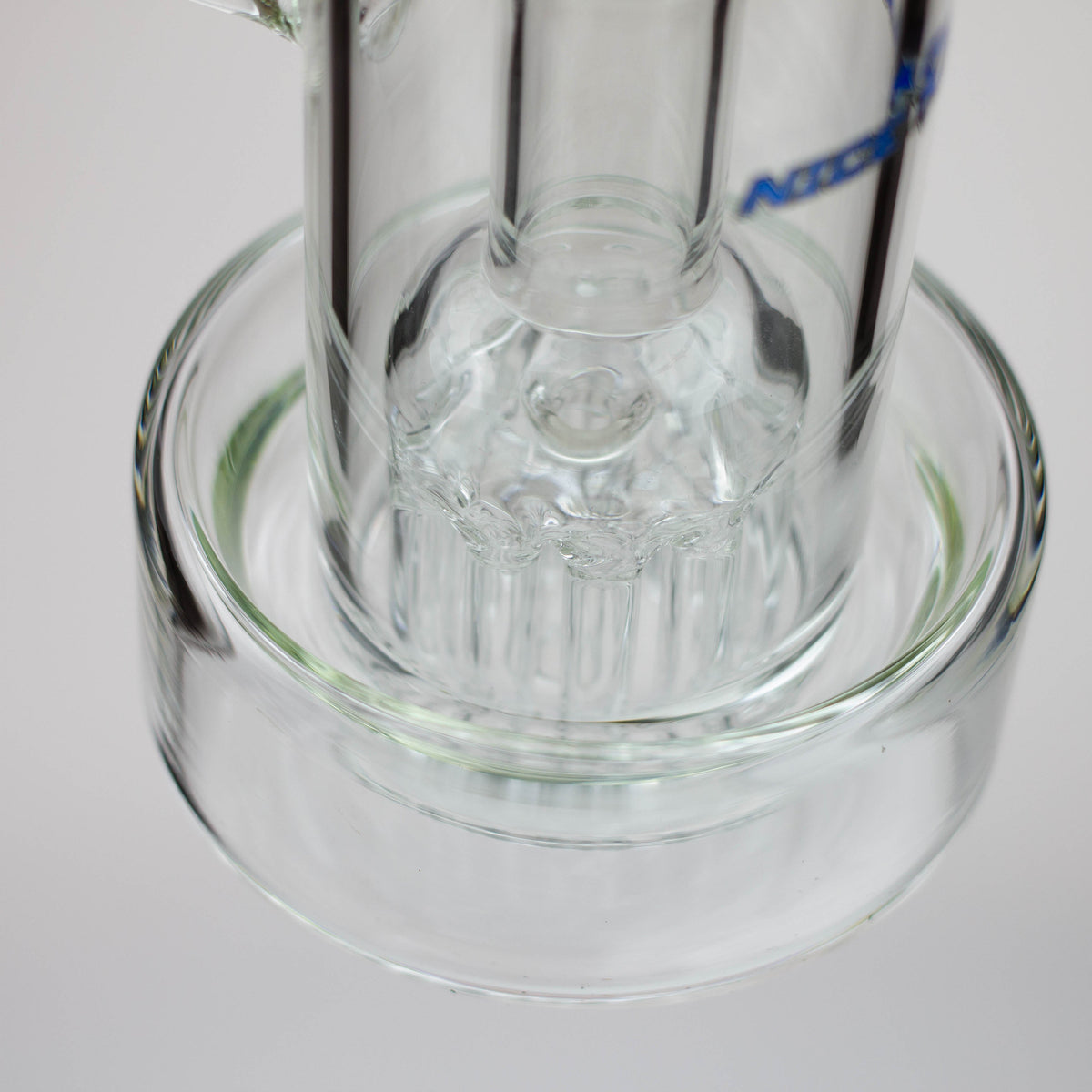 Base of the Nice Glass 8-inch 11 Arm Tree Perc Bubbler Bong