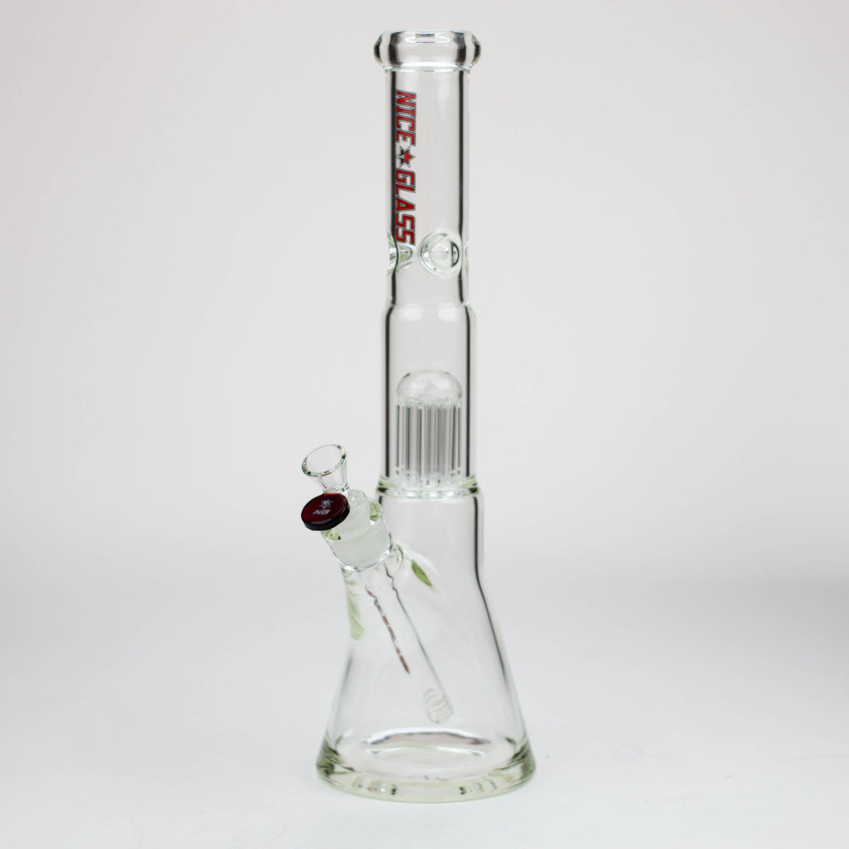 Nice Glass Red 8 Arm Tree Perc Beaker Bong