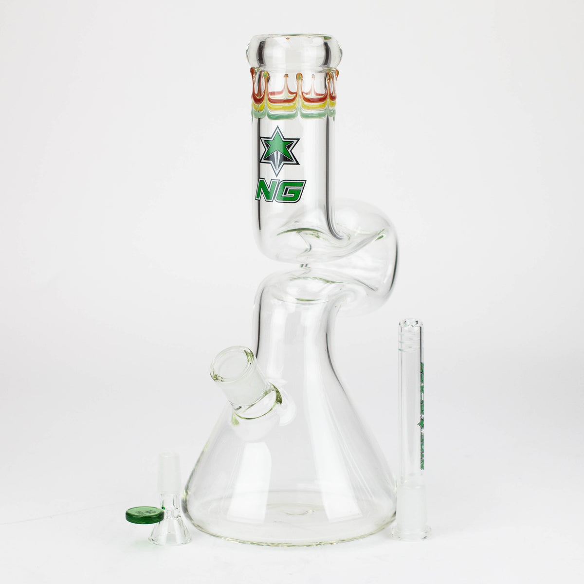 Nice Glass 12 Inch Zong Beaker Bong with bowl piece and downstem