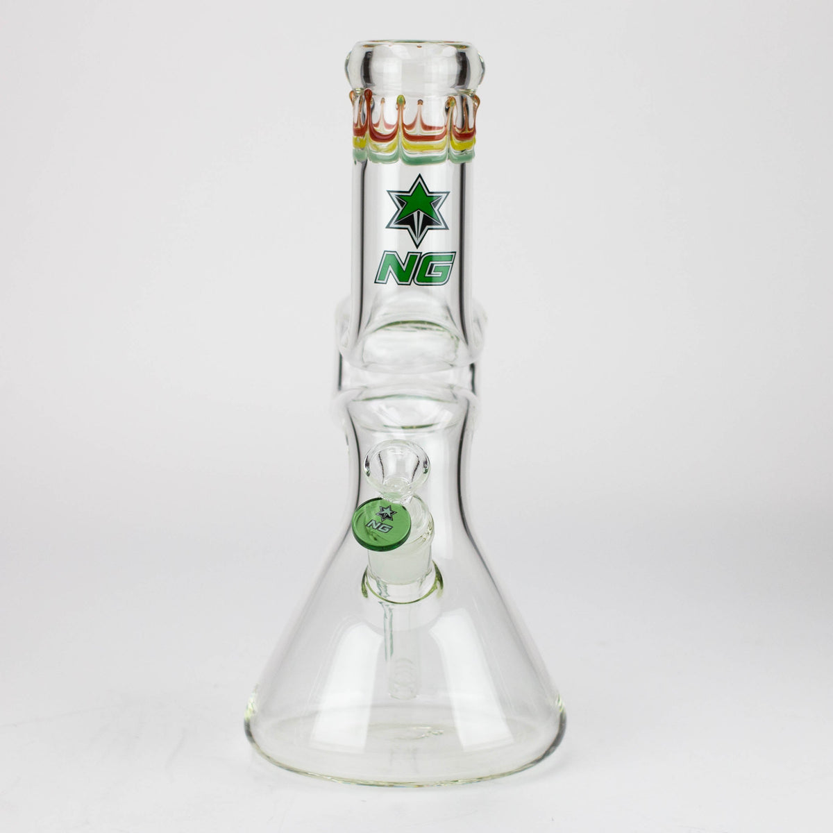 Front View of the Nice Glass 12 Inch Zong Beaker Bong in Green