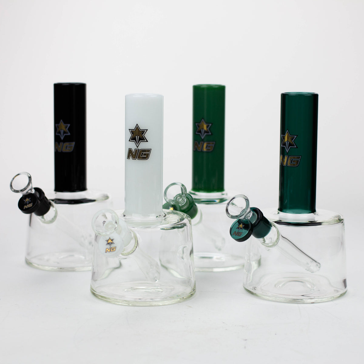 Four Nice Glass  8 inch Full Base Bubbler Bongs