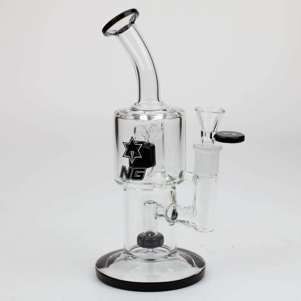 Nice Glass Double Chamber Perc Bubbler Bong in Black