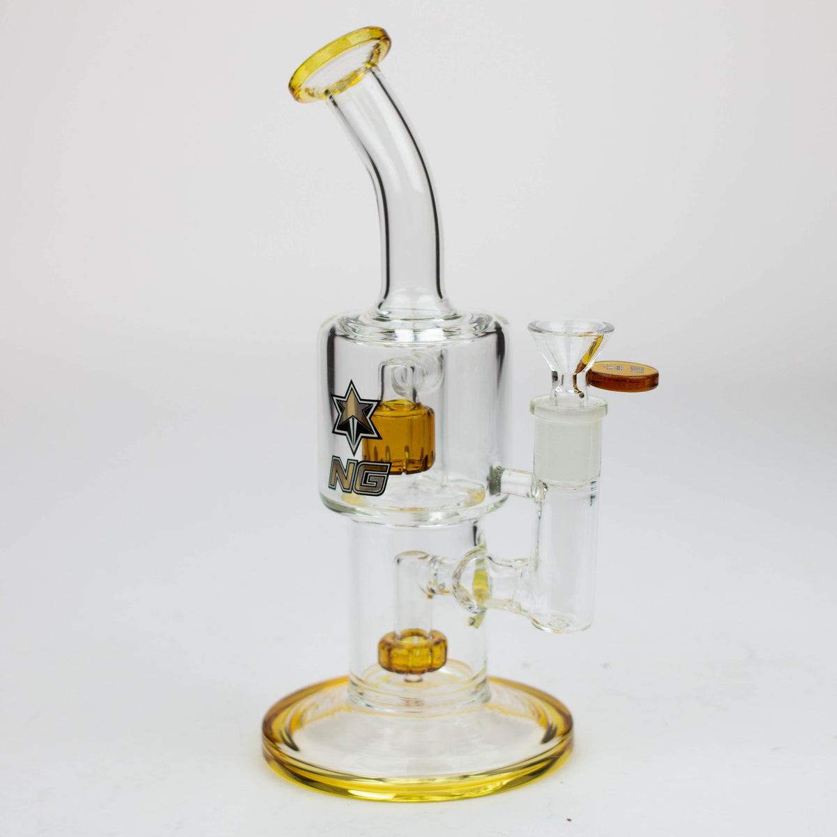 Nice Glass Double Chamber Perc Bubbler Bong in Gold